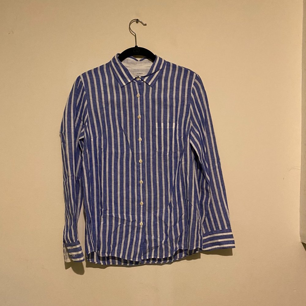 Blue & White Striped Button Down J Crew Boy